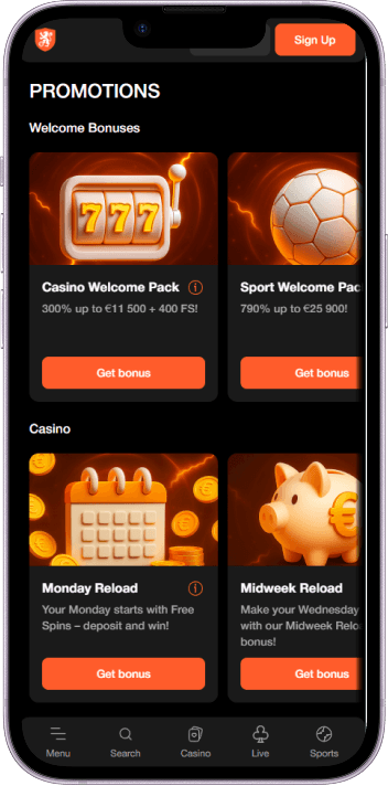 BetOranje bonus avec 5 cartes de dépôt bonus