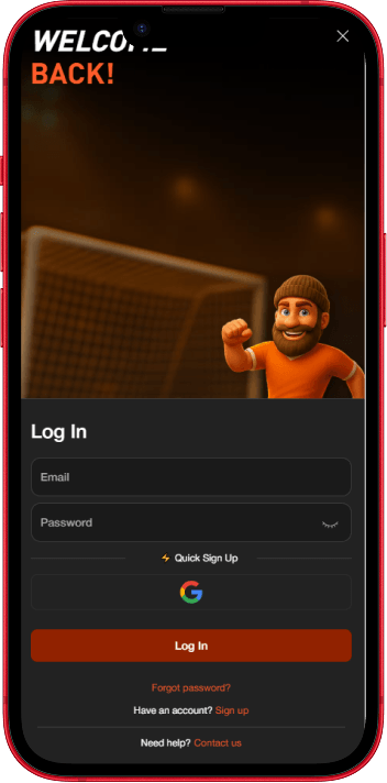 BetOranje login and signup screen
