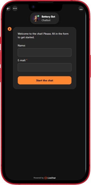 BetOranje support with live chat and email